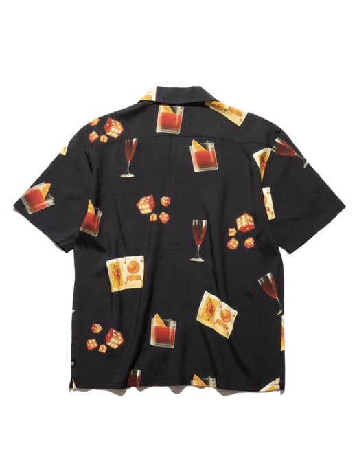 ROARK REVIVAL GONZO "NEGRONI&DICE" S/S WOVEN - COMFORT FIT / Black