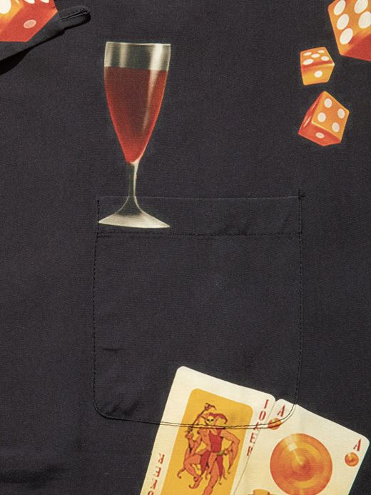 ROARK REVIVAL GONZO "NEGRONI&DICE" S/S WOVEN - COMFORT FIT / Black