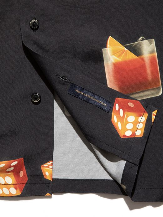 ROARK REVIVAL GONZO "NEGRONI&DICE" S/S WOVEN - COMFORT FIT / Black