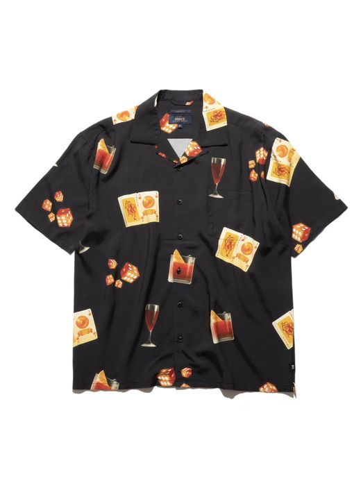 ROARK REVIVAL GONZO "NEGRONI&DICE" S/S WOVEN - COMFORT FIT / Black