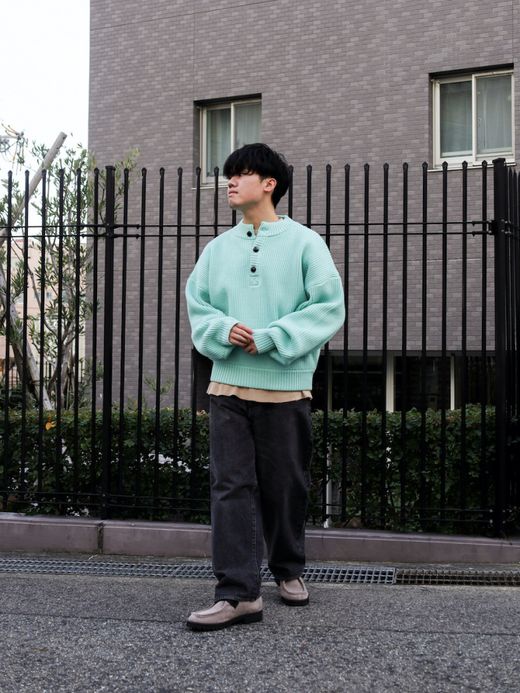 AMBERGLEAM WARM HENRY SWEATER / Dolphin