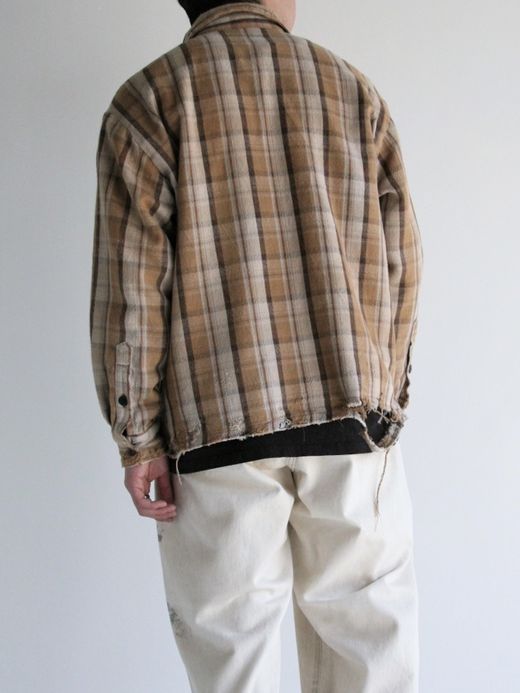 ANACHRONORM HEAVY TWILL DAMAGE CPO SHIRTS JACKET / Brown×beige