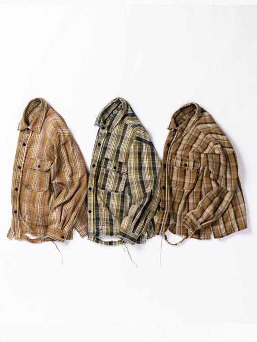 ANACHRONORM HEAVY TWILL DAMAGE CPO SHIRTS JACKET / Brown×beige