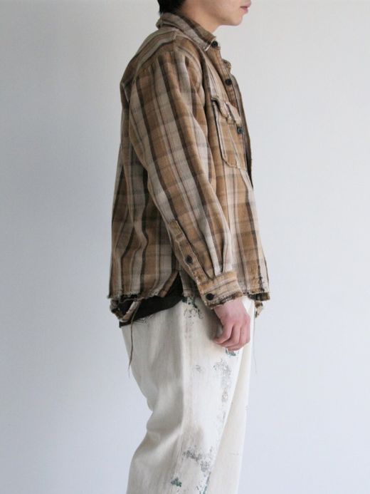 ANACHRONORM HEAVY TWILL DAMAGE CPO SHIRTS JACKET / Brown×beige