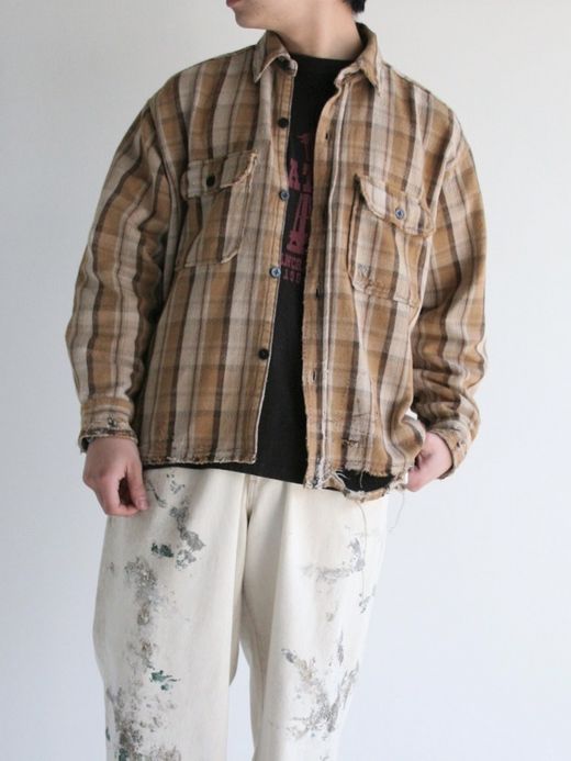 ANACHRONORM HEAVY TWILL DAMAGE CPO SHIRTS JACKET / Brown×beige