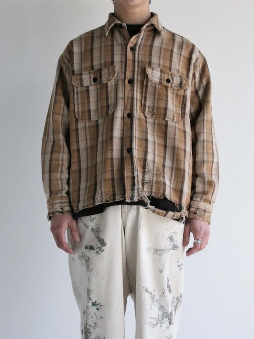 ANACHRONORM HEAVY TWILL DAMAGE CPO SHIRTS JACKET / Brown×beige