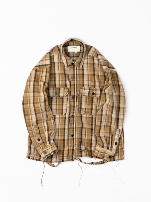 ANACHRONORM HEAVY TWILL DAMAGE CPO SHIRTS JACKET / Brown×beige