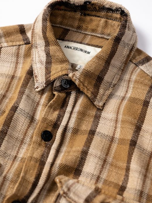 ANACHRONORM HEAVY TWILL DAMAGE CPO SHIRTS JACKET / Brown×beige