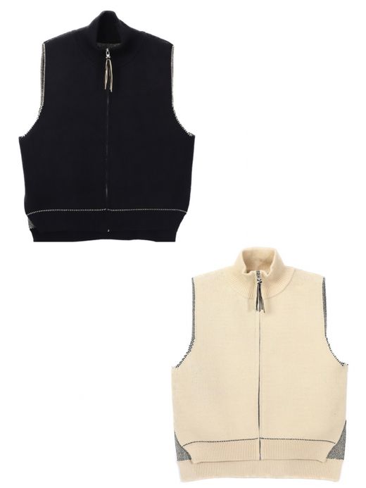 AMBERGLEAM FRINGE VEST SWEATER / 2colors
