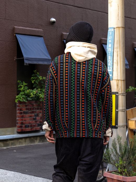 AMBERGLEAM JACQUARD KNIT DRIVERS JACKET / Native black