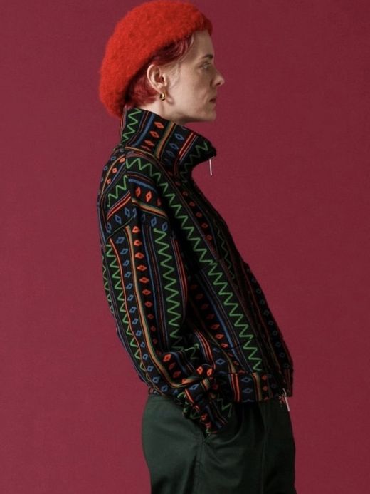 AMBERGLEAM JACQUARD KNIT DRIVERS JACKET / Native black