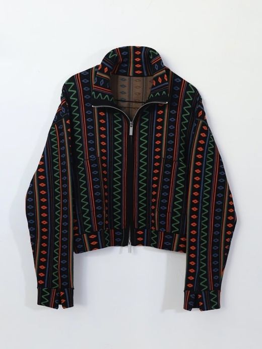 AMBERGLEAM JACQUARD KNIT DRIVERS JACKET / Native black