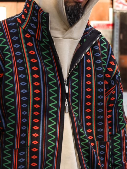 AMBERGLEAM JACQUARD KNIT DRIVERS JACKET / Native black