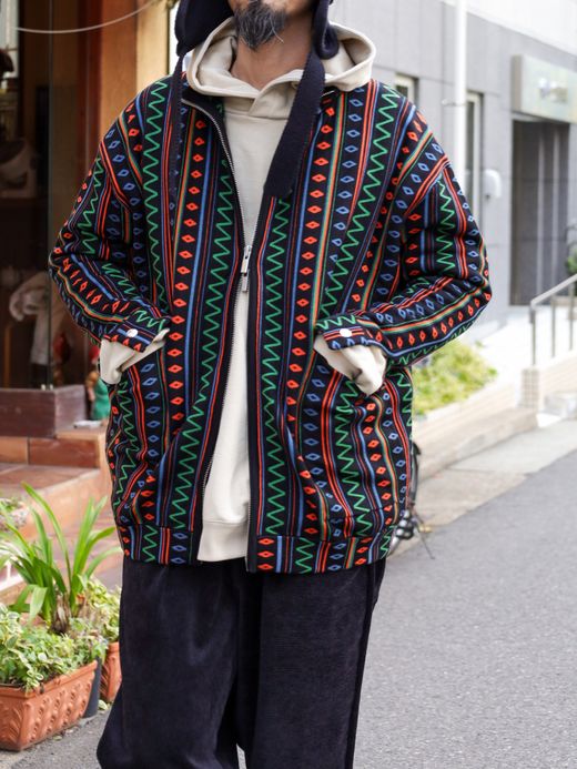 AMBERGLEAM JACQUARD KNIT DRIVERS JACKET / Native black