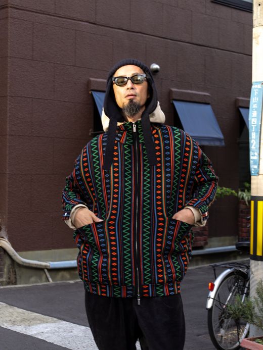 AMBERGLEAM JACQUARD KNIT DRIVERS JACKET / Native black