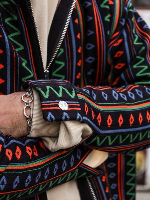 AMBERGLEAM JACQUARD KNIT DRIVERS JACKET / Native black