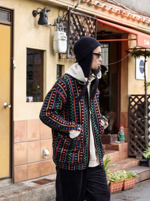 AMBERGLEAM JACQUARD KNIT DRIVERS JACKET / Native black
