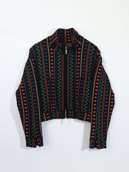 AMBERGLEAM JACQUARD KNIT DRIVERS JACKET / Native black