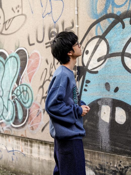 RAY TROLL FISH FOR BRAINS SWEAT SHIRT / Pigment navy