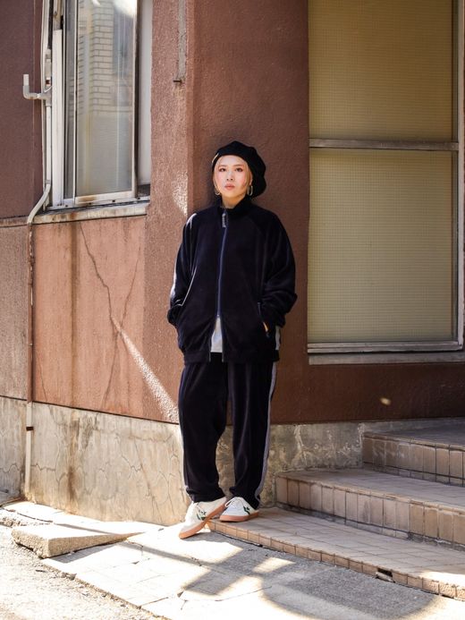 S.F.C VELOUR TRACK JACKET / Navy