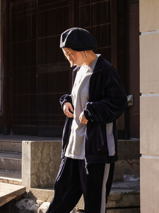 S.F.C VELOUR TRACK JACKET / Navy