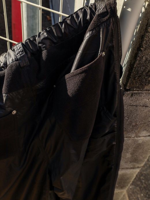 AMBERGLEAM GLOSSY HYBRID WORK PANTS / Black