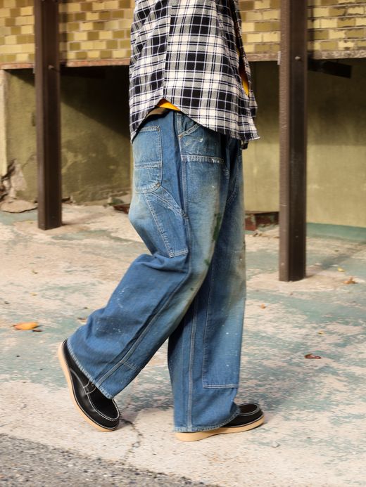ANACHRONORM DENIM PAINTER EASY PANTS / Indigo aging wash
