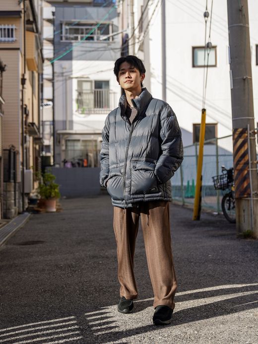 TAION MOUNTAIN PACKABLE VOLUME DOWN JACKET / Dark gray