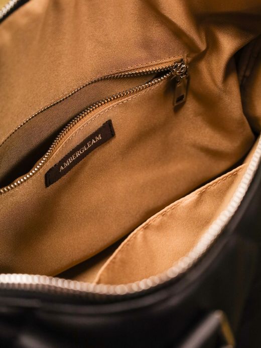 AMBERGLEAM BOSTON QUILTING LEATHER BAG / Black