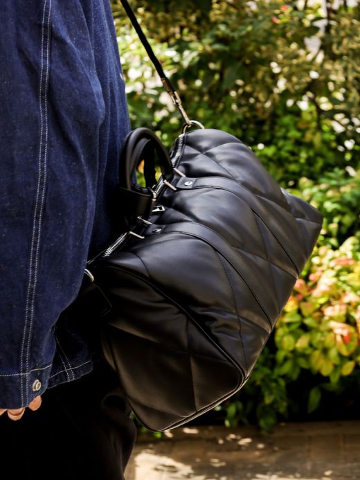 AMBERGLEAM BOSTON QUILTING LEATHER BAG / Black