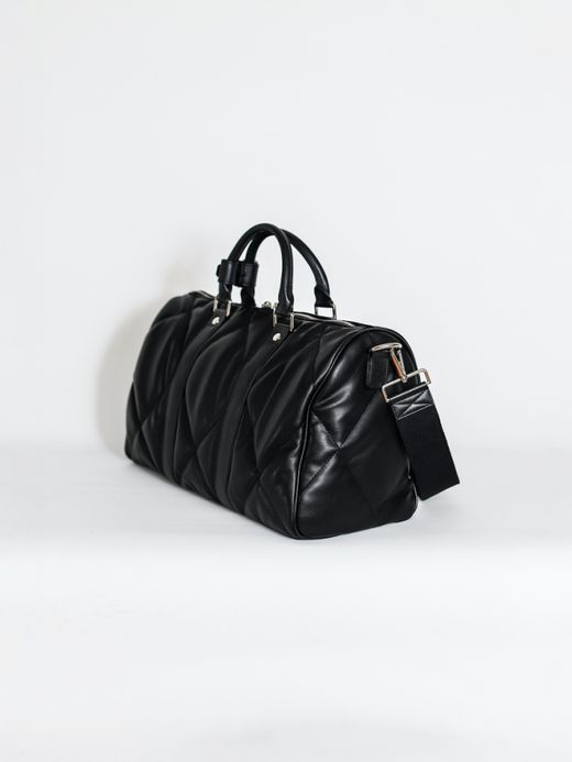 AMBERGLEAM BOSTON QUILTING LEATHER BAG / Black
