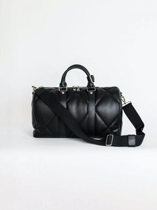 AMBERGLEAM BOSTON QUILTING LEATHER BAG / Black