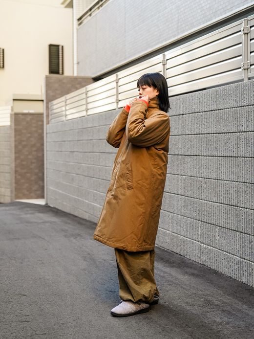 Audience 60/40クロス Sorona®Dupont 中綿 ステンカラーコート / Camel brown