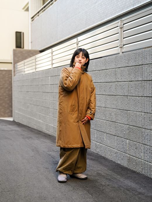 Audience 60/40クロス Sorona®Dupont 中綿 ステンカラーコート / Camel brown