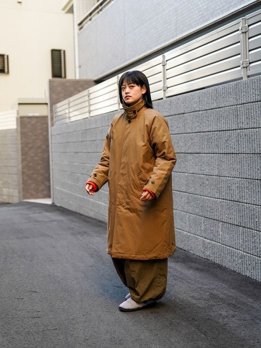 Audience 60/40クロス Sorona®Dupont 中綿 ステンカラーコート / Camel brown