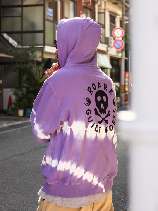 ROARK REVIVAL "GUIDE WORKS" TIE DYE P/O HOODED SWEAT / Purple haze shibori