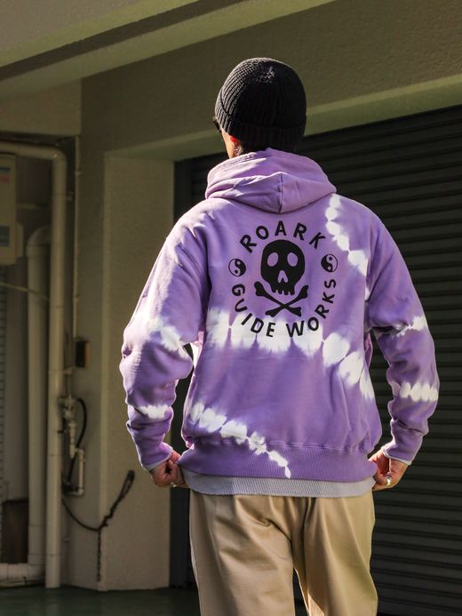 ROARK REVIVAL "GUIDE WORKS" TIE DYE P/O HOODED SWEAT / Purple haze shibori