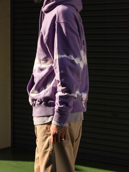 ROARK REVIVAL "GUIDE WORKS" TIE DYE P/O HOODED SWEAT / Purple haze shibori