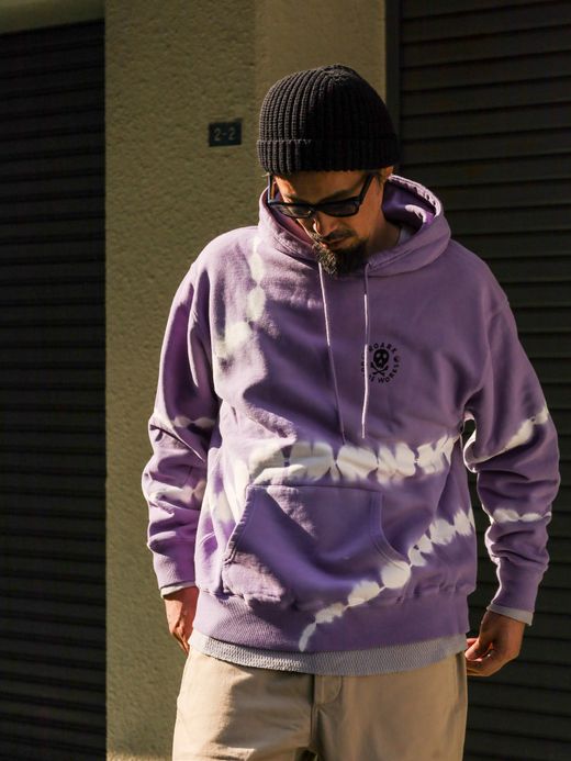 ROARK REVIVAL "GUIDE WORKS" TIE DYE P/O HOODED SWEAT / Purple haze shibori