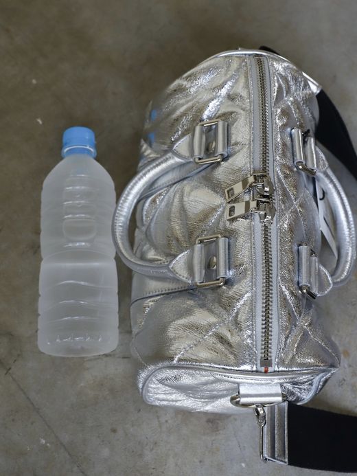 AMBERGLEAM MINI BOSTON QUILTING LEATHER BAG / Silver