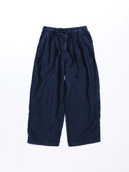 SULFUR DYED LINEN WIDE EASY PANTS / Navy