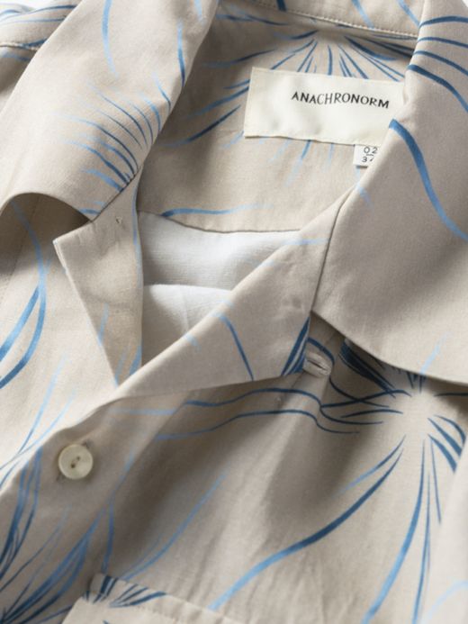 ANACHRONORM FIREWORKS S/S TUCK OPEN COLLAR SHIRT / Natural