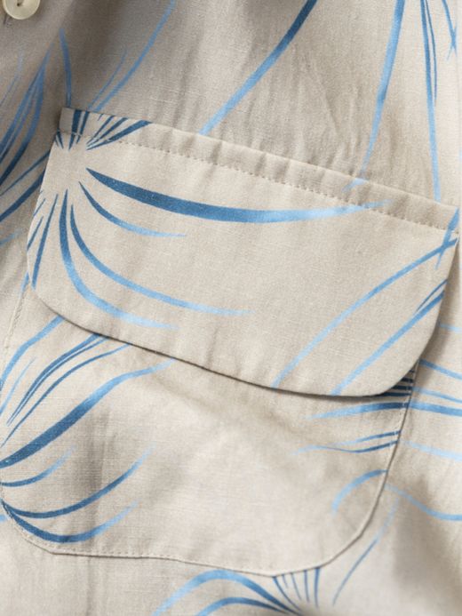 ANACHRONORM FIREWORKS S/S TUCK OPEN COLLAR SHIRT / Natural