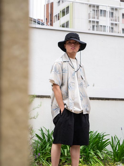 ANACHRONORM FIREWORKS S/S TUCK OPEN COLLAR SHIRT / Natural