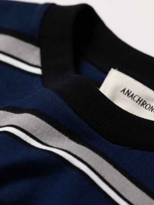 ANACHRONORM 90'S MULTI BORDER S/S T-S / Navy