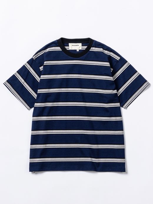 ANACHRONORM 90'S MULTI BORDER S/S T-S / Navy