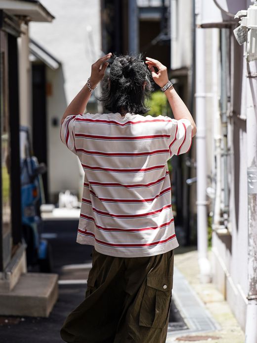 ANACHRONORM 90'S MULTI BORDER S/S T-S / Beige