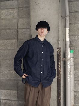 8oz デニム BDボクシーAラインシャツ / Dark indigo