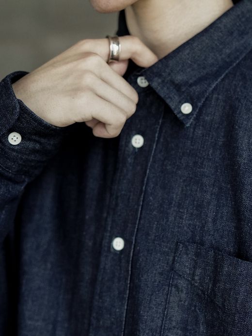 Audience 8oz デニム BDボクシーAラインシャツ / Dark indigo