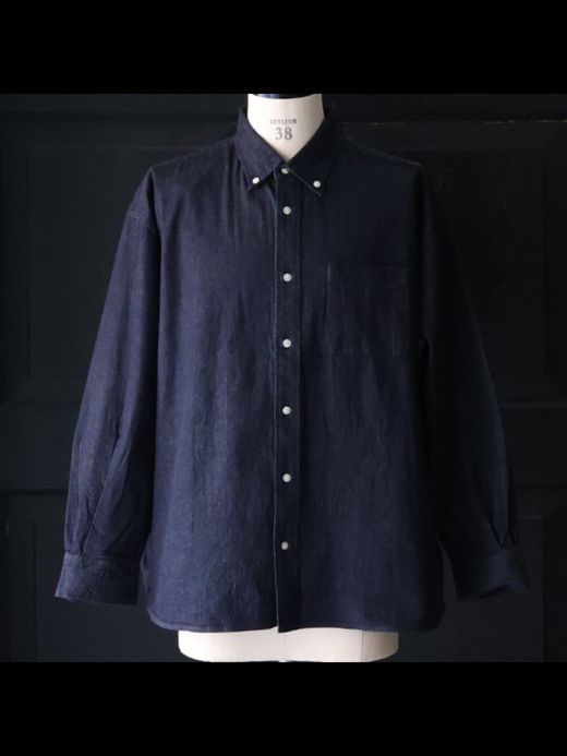 Audience 8oz デニム BDボクシーAラインシャツ / Dark indigo